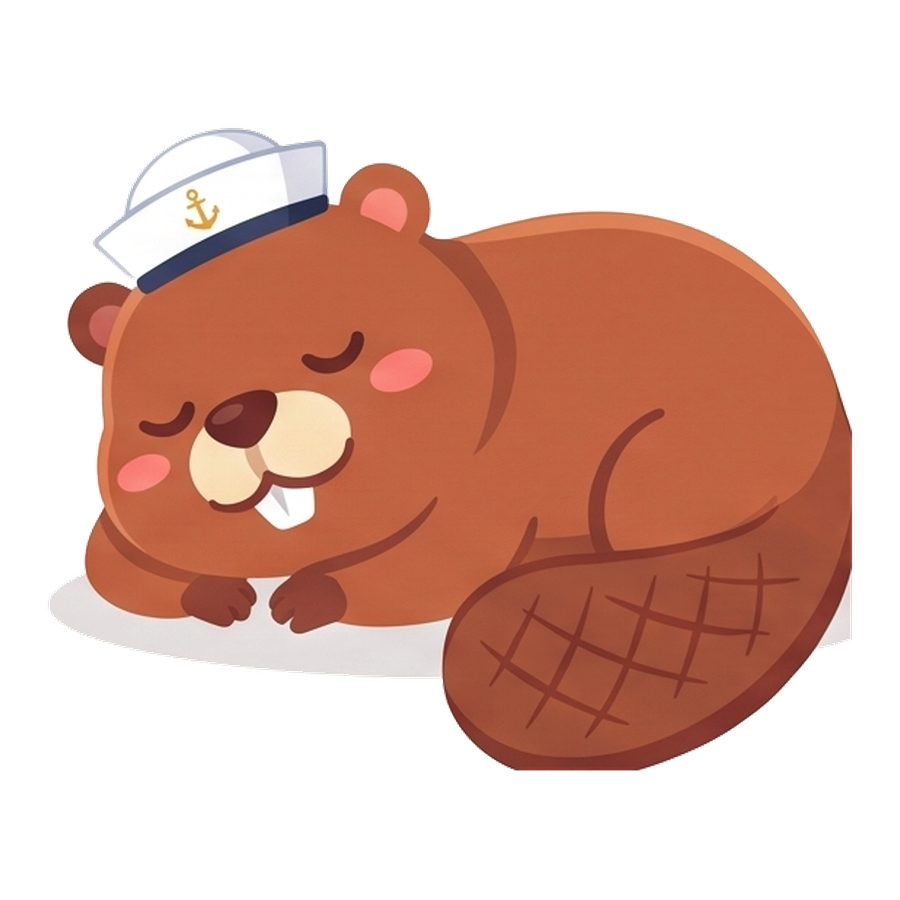 The ScrollSave beaver, asleep
